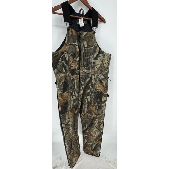 Hunters Camo Insulated Bib Overalls With Zippered Legs & Adjustable Straps - Picture 2 of 15
